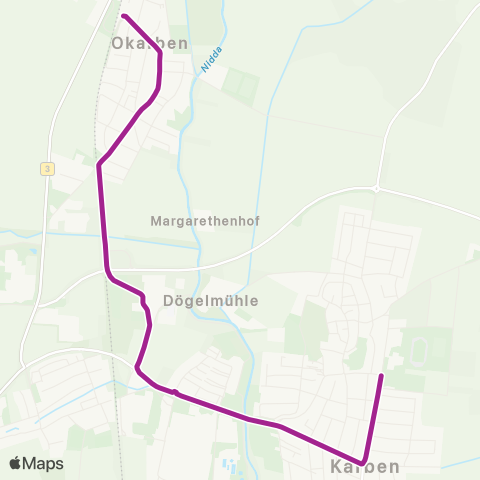 RMVB Karben-Okarben Bahnhof - Karben-Groß-Karben Gartenstraße map