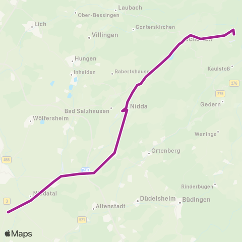 RMVB Wöllstadt-Nieder-Wöllstadt Bahnhof - Schotten-Breungeshain Hoherodskopf map