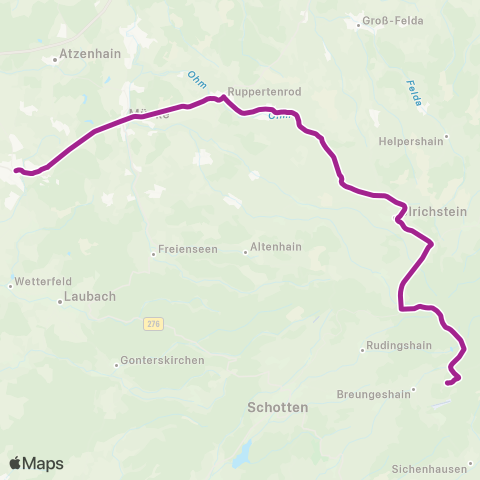 RMVB Grünberg Schloss - Schotten-Breungeshain Hoherodskopf map