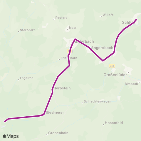 RMVB Schotten-Breungeshain Hoherodskopf - Lauterbach (Hessen) Nordbahnhof map