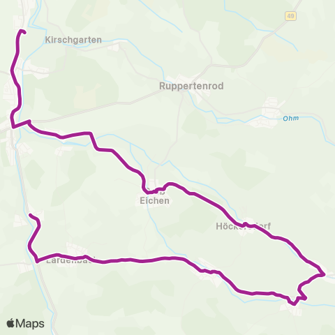 RMVB Mücke-Merlau Heegstraße - Ulrichstein Linden Pl map
