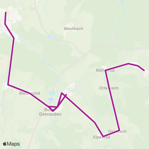 RMVB Gemünden (Felda)-Rülfenrod Ortsmitte - Homberg (Ohm)-Nieder-Ofleiden Hochrainstraße map