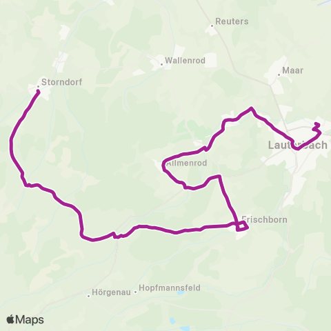 RMVB Schwalmtal-Storndorf Dgh - Lauterbach (Hessen) Nordbahnhof map
