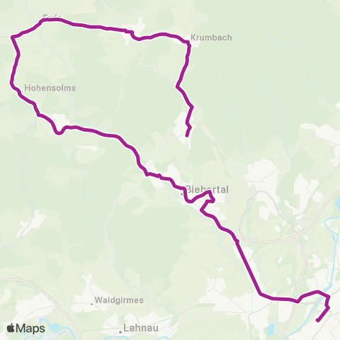 RMVB Biebertal-Königsberg AM Heddrich - Gießen Bahnhof map