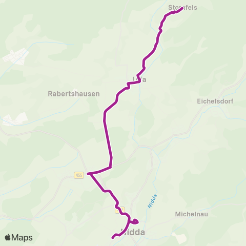 RMVB Nidda-Stornfels Ortsmitte - Nidda Bahnhof map
