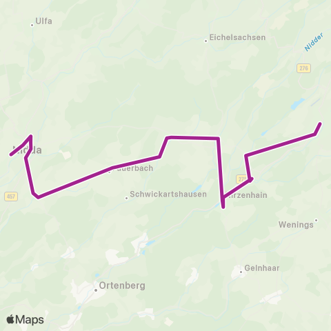 RMVB Gedern Altes Rathaus - Nidda Bahnhof map