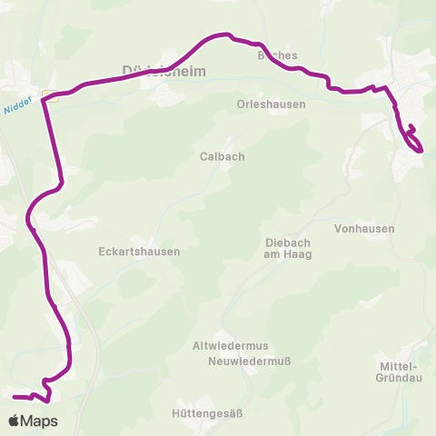 RMVB Limeshain-Himbach AM Zentrum - Büdingen Bahnhof map