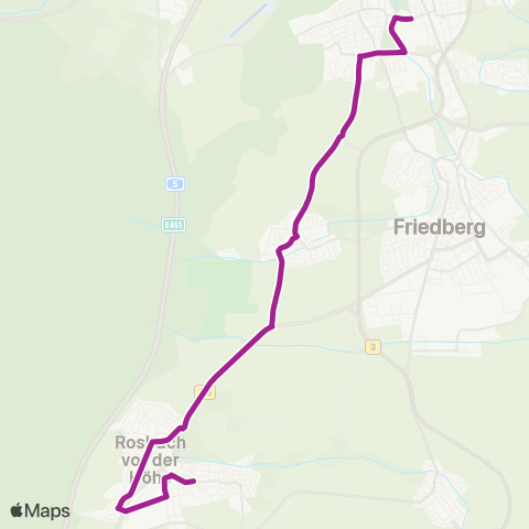 RMVB Bad Nauheim AM Solgraben - Rosbach V.D. Höhe Bahnhof map