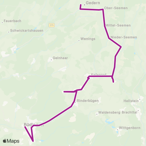 RMVB Büdingen Bahnhof - Gedern Altes Rathaus map