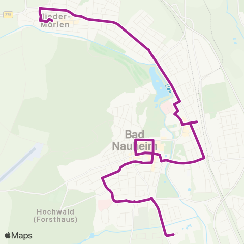 RMVB Bad Nauheim Usa-Wellenbad - Bad Nauheim-Nieder-Mörlen Hauptstraße map