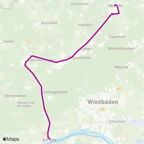RMVB Eltville (Rhein) Bahnhof - Idstein Busbahnhof map