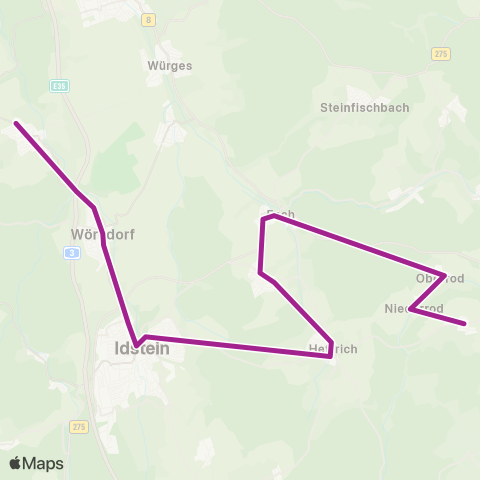 RMVB Idstein-Heftrich Schule - Waldems-Bermbach Birkenstraße map