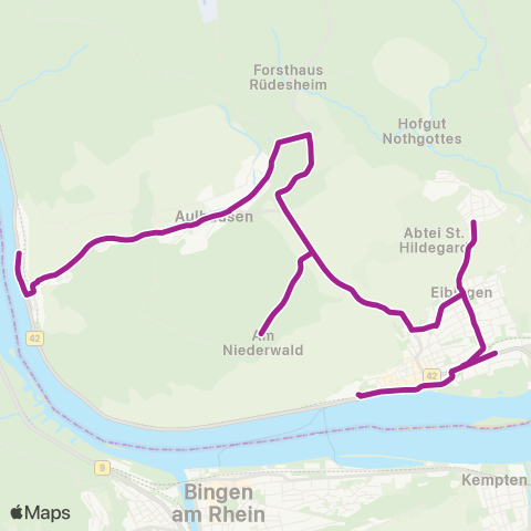 RMVB Rüdesheim (Rhein) Bahnhof - Rüdesheim (Rhein)-Assmannshausen Schiffsanlegest. map