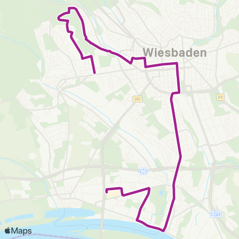 RMVB Wiesbaden-Klarenthal Geschwister-Scholl-Str - Wiesbaden-Biebrich Äppelallee-Center map