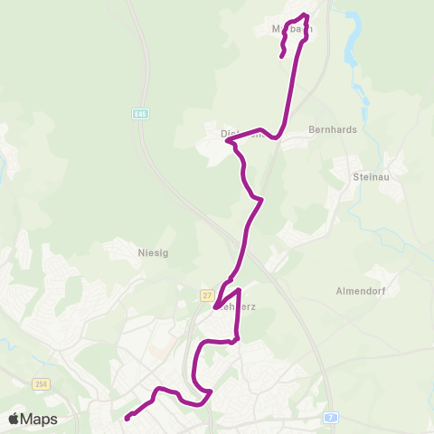RMVB Fulda Stadtschloss - Petersberg-Marbach Im Eichsfeld map
