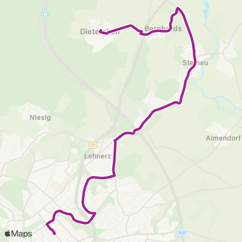 RMVB Fulda-Dietershan Ortsmitte - Fulda Bahnhof / Zob map