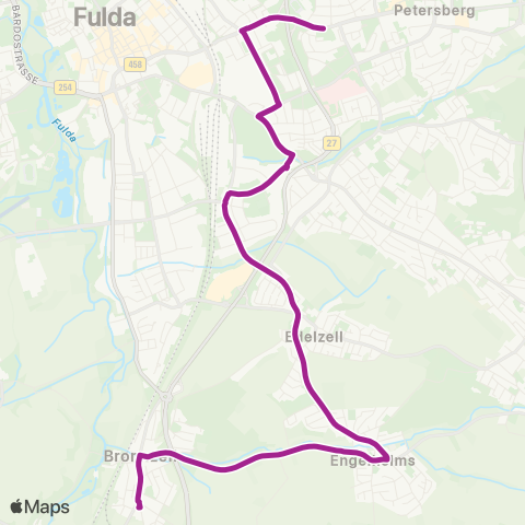 RMVB Fulda-Bronnzell Fasaneriestraße - Fulda Marianum map