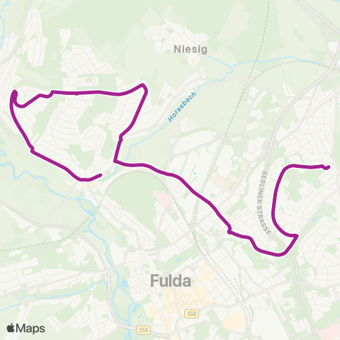 RMVB Fulda Horas Bonifatiusbrunnen - Petersberg Konrad-Adenauer-Schule map