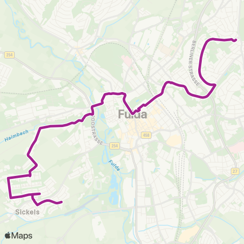 RMVB Fulda-Sickels Pröbelsfeld - Petersberg Konrad-Adenauer-Schule map
