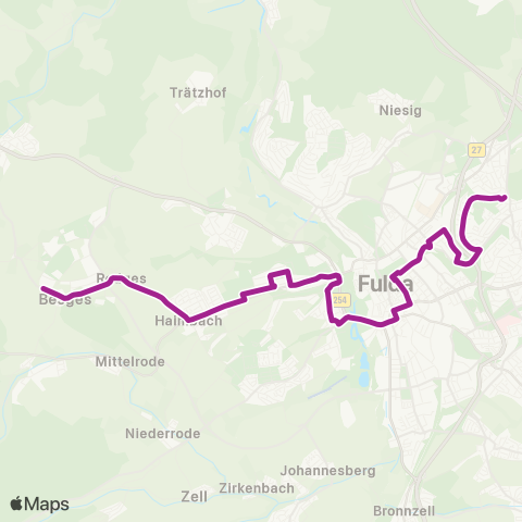 RMVB Fulda-Rodges Tp-Dieselstraße - Petersberg Konrad-Adenauer-Schule map