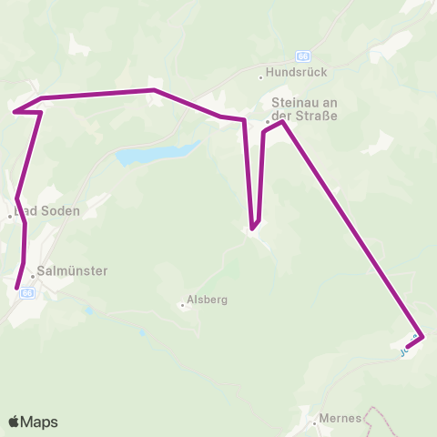 RMVB Bad Soden-Salmünster-Salmünster Harnischfegerschule - Steinau An Der Str-Marjoß Distelbachstraße map