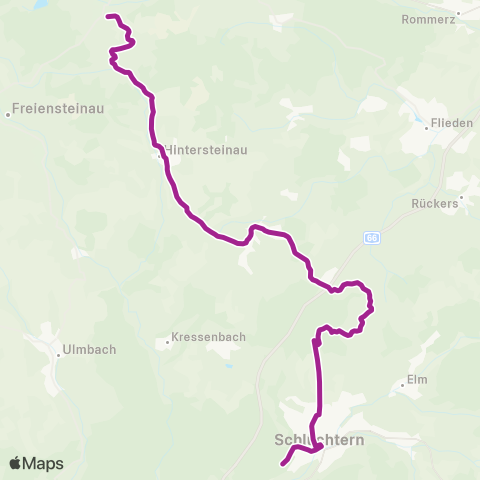 RMVB Schlüchtern-Wallroth Hochstraße - Schlüchtern Bahnhof map
