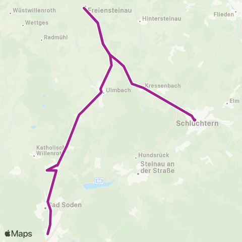 RMVB Schlüchtern Bahnhof - Bad Soden-Salmünster Bahnhof map