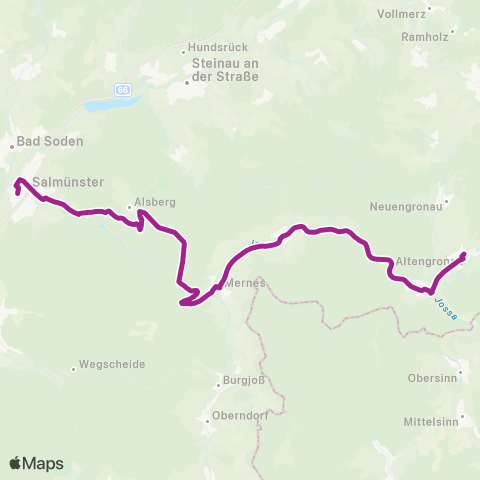 RMVB Sinntal-Altengronau Hans-Elm-Schule - Bad Soden-Salmünster Bahnhof map