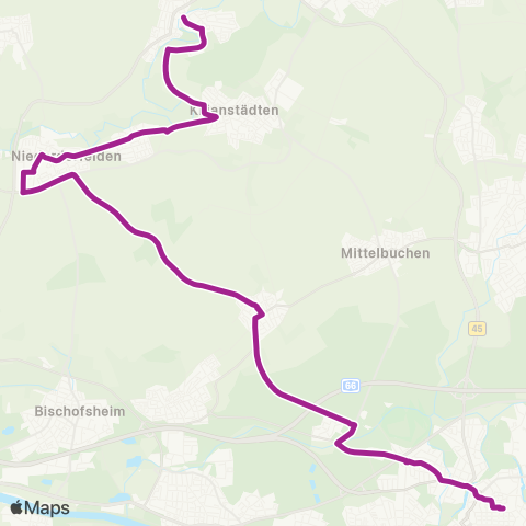 RMVB Hanau Freiheits Pl - Schöneck-Büdesheim Sterntalerschule map