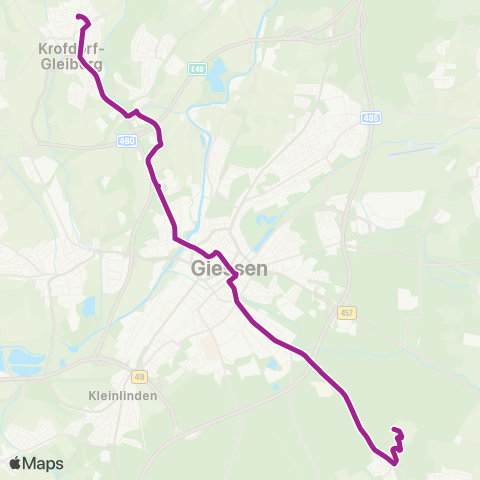 RMVB Wettenberg-Krofdorf-Gleiberg AM Wingert - Gießen Philosophikum map