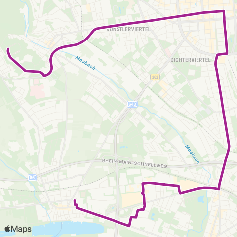 RMVB Wiesbaden-Dotzheim Schelmengraben - Wiesbaden-Schierstein Zeilstraße map