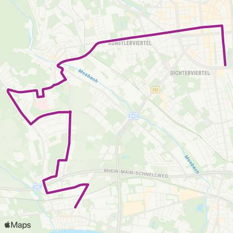 RMVB Wiesbaden-Schierstein Zeilstraße - Wiesbaden Hauptbahnhof map