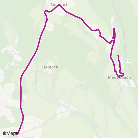RMVB Wiesbaden-Bierstadt Plutoweg - Wiesbaden-Medenbach AM Wald map