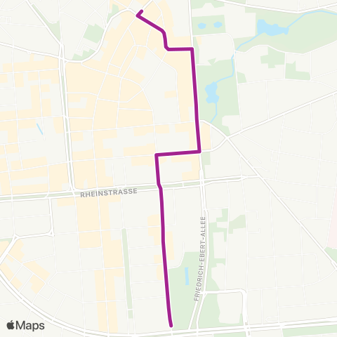 RMVB Wiesbaden Hauptbahnhof - Wiesbaden Webergasse map