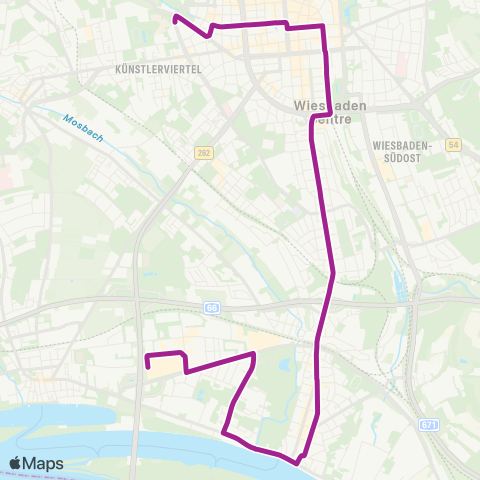 RMVB Wiesbaden Dotzheimer Str. / Bismarckring - Wiesbaden-Biebrich Friedrich-Bergius-Str map