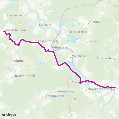RMVB Mainhausen-Zellhausen Wiesenstraße - Obertshausen Bahnhof map