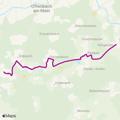 RMVB Langen (Hessen) Bahnhof - Seligenstadt Bahnhof map