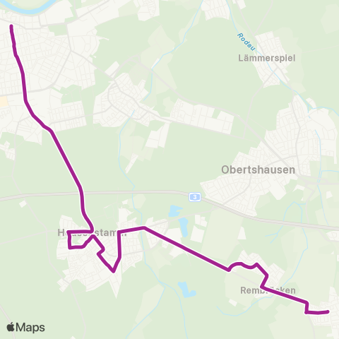 RMVB Rodgau-Hainhausen Bhfwestseite - Offenbach (Main)-Zentrum Markt Pl / Frankf. Str map
