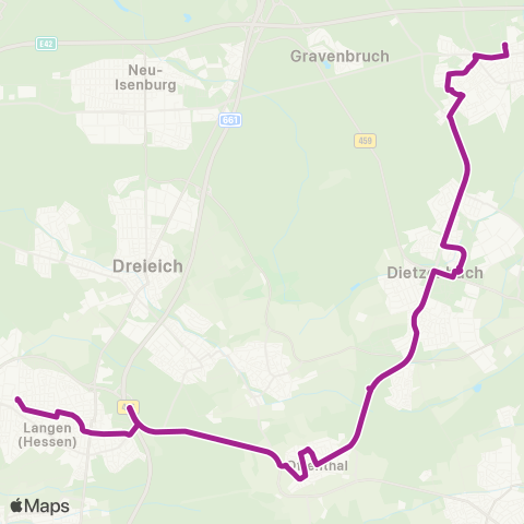 RMVB Langen (Hessen) Bahnhof - Heusenstamm Bahnhof map