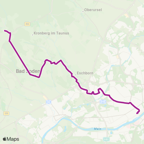 RMVB Königstein (Taunus) Stadtmitte - Frankfurt (Main) Hauptbahnhof / Fernbusterminal map