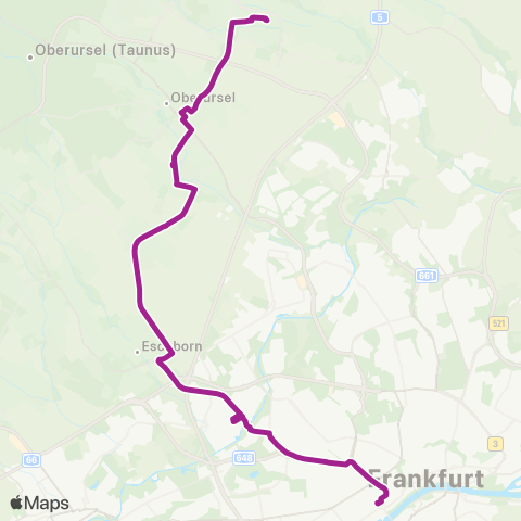 RMVB Bad Homburg V.D.H. Bahnhof - Frankfurt (Main) Hauptbahnhof / Fernbusterminal map