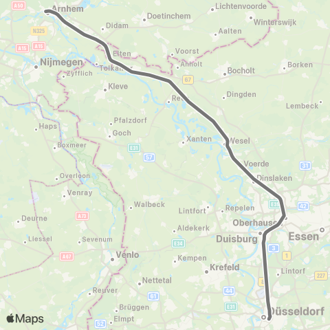 RMVR Oberhausen Hbf - Düsseldorf Hbf map