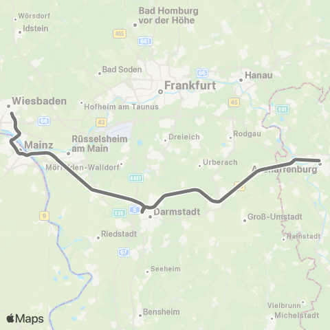 RMVR Groß-Gerau Bf - Dieburg Bf map
