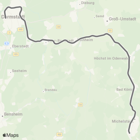 RMVR Darmstadt Hbf - Erbach Bf map