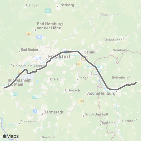 RMVR Laufach - Frankfurt Flughafen Fernbahnhof map