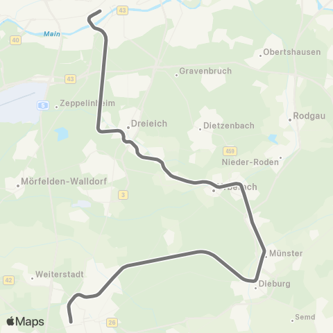RMVR Dreieich-Buchschlag Bf - Dieburg Bf map