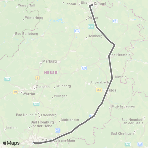 RMVR Fulda Bf - Frankfurt Hbf map