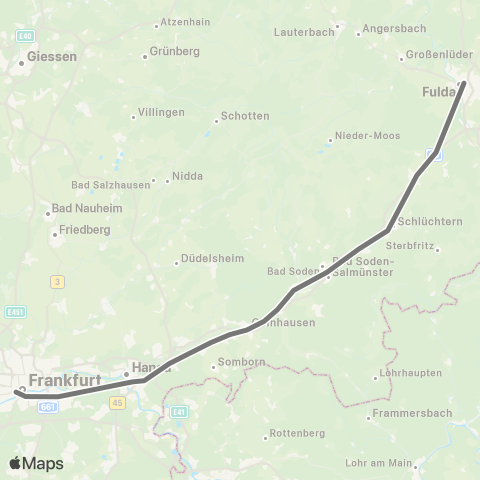 RMVR Frankfurt Hbf - Wächtersbach Bf map