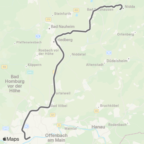 RMVR Nidda Bf - Frankfurt Hbf map
