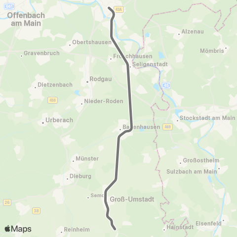 RMVR Darmstadt Hbf - Pfungstadt Bf map
